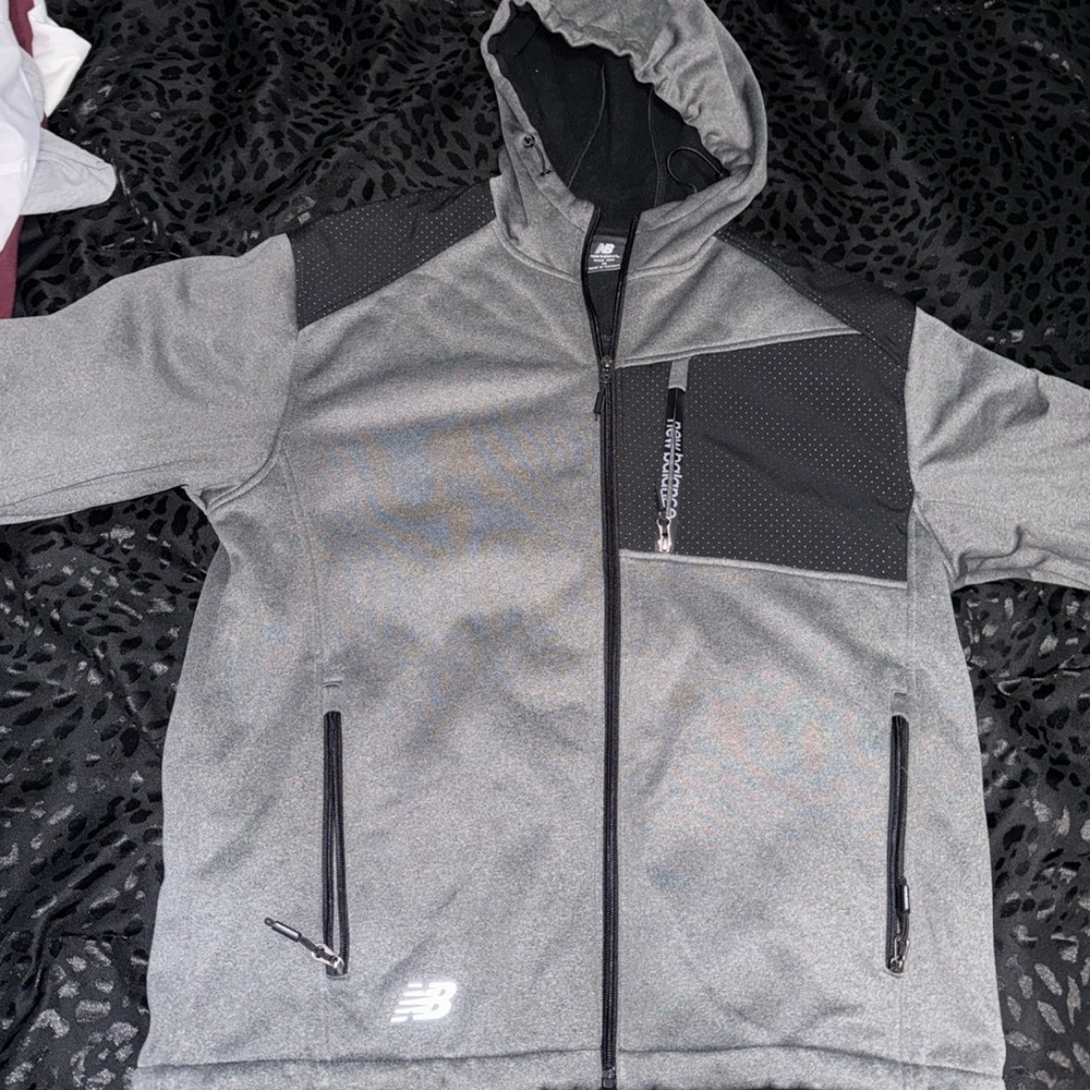 New Balance Charcoal and Black Zip-Up Hoodie